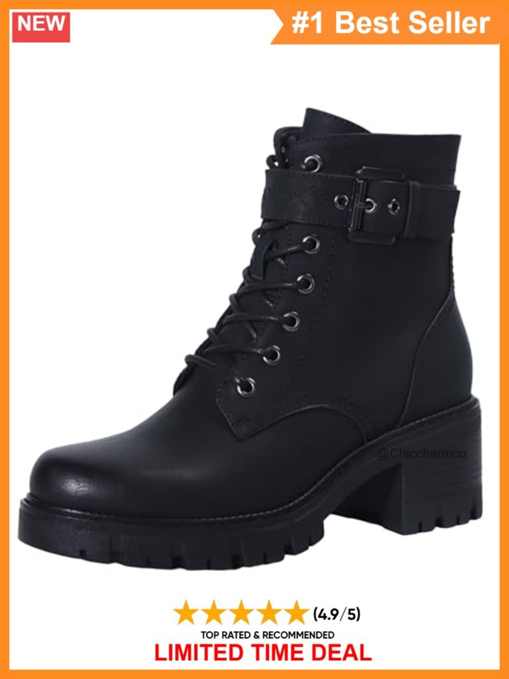 Classic Lace-Up Combat Boots Side Zipper Buckle Platform